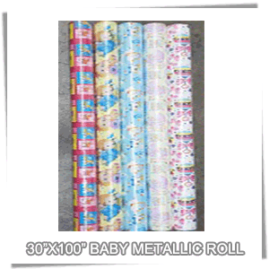 (MET-BABY)[Gift Wrap] 30"X100" Baby Metallic Roll Gift Wrap