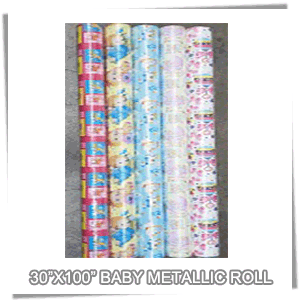 (MET-BABY)[Gift Wrap] 30\"X100\" Baby Metallic Roll Gift Wrap