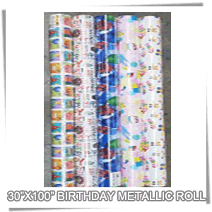 (MET-BIRTHDAY)[Gift Wrap] 30"X100" Birthday Metallic Roll Gift W
